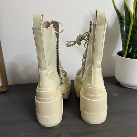 Simone Rocha 36 US 6 Biker Boots Platform Patent Leather lace-up New with Defect - Picture 15 of 16